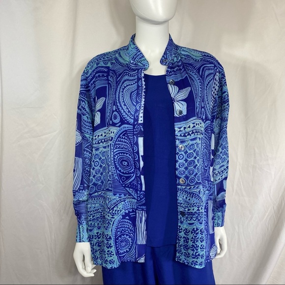 Sea Suns Vintage 3pc. Cobalt Blue Woman’s Pant Set *Petite* - Picture 2 of 16